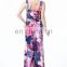 5005-2# Sleeveless Floral Sexy Maxi Chic Boho Fashion Beach Women Clothing Spandex Plus Size Long One Piece Bohemian Dress 2017
