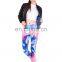 Holographic blue and pink stretch mix femme girl sexy printed print pants sport photo running hot tights leggings for women