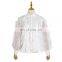TWOTWINSTYLE Patchwork Ruffles Blouses Female Lapel Collar Lantern Long Sleeve Irregular Shirts
