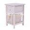 White Nightstand End Side Table Bedroom Home Storage Furniture with 1 Wicker Basket