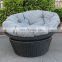 Hot Sale All Weather Wicker Outdoor Aluminum  Black- color Papasan Swivel Chair with Cushion