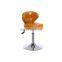 Modern Adjustable Swivel Metal Chrome Pu Leather Bar Stool with Footrest