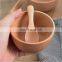 Eco friendly logo small large rustic wooden dough salad fruit mixing decorative serving bowl basin and spoon set handmade