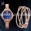SHENGKE Watch Gift Set Luxury Bracelet Wristwatch Lady Wristwatch Rose Gold Alloy Band K0089L Bracelet Watch Dress Party Gift