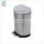 Eco-friendly mute indoor silver stainless steel trash can /garbage bin with foot pedal dustbin