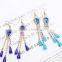 Latest model fashion rhinestone long tassel earrings