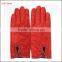 Basic and classic ladies Red sheep suede gloves with black button