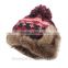 Ladies Fashion Custom Warm Keeping Knit Beanie Hats With Top Ball