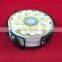 beautifully decorated ceramic drink coasters set with a decorative metal holder