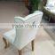 fabric Upholster Norway style wooden dining chair with Iron Ring