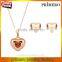 New Arrive Gold Plated jewelry fashion cute Pretty Heart Necklace Earring Set TOP quality