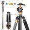 Q1088C Foldable 17'' Light weight Carbon Fiber Tripod for DSLR Video Cameras W Ballhead Mount & Quick release Plate & Bag 61''