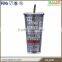 22oz double wall diy plastic tumbler with straw