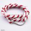 Multilayer Braided Cotton Rope Silver Anchor Charm Bracelet For Wholesale