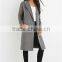 2015 New apparel fashion designs grey longline winter coats for woman