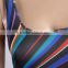 Wholesale 2016 Summer Fashion Woman Swimwear Women Rainbow Multi Color Stripe Printing Square Neck Sexy One Piece Swimsuit