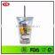 16 ounce Transparent Plastic double wall straw cup with crazy straw