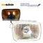 7' SQUARE headlight Red brown Iron Semi Sealed Beam 12V/24V Auto Halogen Lamp Install H4 or HID H4 Xenon Bulb