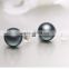 10mm AAA natural tahitian black pearl earrings design 18K gold