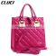vertical solid leather ladies hand bag tote bags with long strap for laptop