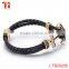 anchor bracelet genuine leather bracelet x power bracelet with black zircon stone