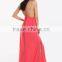 Popular Design Bohemia Style Summer Lightweight Hawaiian Beach Wear Feminine Clothes Coral Colour Mix Tie Back Maxi Dress