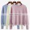 2016 new korean style spring winter autumn round neck long sleeve plain women sweater