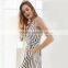 HAODUOYI Sexy Stripe Lace-up Slit Women Dress V-neck Sleeveless Hollow Out Ladies Vestidos Front Double Ruffles for Wholesale