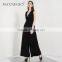 Guangzhou Factory Wholesale New Fashion Wed Leg Sexy Black Sleeveless Ladies Jumpsuits For Women 2016