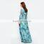 Maternity printed maxi long sleeve maternity dress for muslim with wrap front