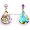 Unique five point star abalone shell earrings cut out star mosaic earrings laughing face shell earrings