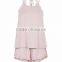 Custom Made Lace Trim Cami Women Pyjamas Round Neck Shell Pink Tie Back Lace Pyjamas Set Elasticated Shorts