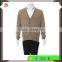 High Quality Light Weight Knitted Yellow Button-Closured Cashmere Sweater Men with Sleeve Patches
