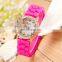 diamond surround header butterfly surface silicone watch / movement quartz wristwatch