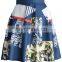 slim girls printed patching skater prom party skirt