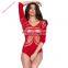 New Arrival see through long sleeve womens teddy lingerie