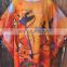 KGN INDIAN STYLE HAND PAINTED ORANGE SILK ART TO WEAR LONG PONCHO TUNIC DRESS