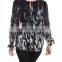 Glamorous Lady Long-sleeved Georgette Print XXXXL Tops