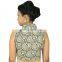 Beautiful black and offwhite printed blouse with a shirt collar for women