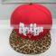 2016 custom 5 panel flat leopard 3D embroidered logo hats with factory direct supply