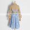 Lapel Collar long Sleeve Striped Split high waist Loose Windbreaker Women