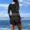 Women Sexy Deep V Neck Lace Crochet Loose Beach Dress Covers One Piece Beachwears Boho Hollow Out Knitting Beach Tunic