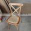 china wholesale manufacturer solid wood party metal banquet hotel lobby dining cross back chair dining rustic wedding for sale