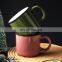 Promotional 14 Oz Tazas Esmaltadas Vintage Tazas-Ceramica-Mayor Tazas Cafe Ceramic Enamel Mugs For Birthday Gift