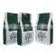 Block bottom matte green plastic coffee foil bag 500g food stand up packaging coffee bag with valve