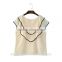Women sweet ruffles chiffon blouses O neck sleeveless shirts blusa feminina stylish casual blouse B038