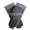 70%wool/30%nylon ladies winter fashion gloves with leather panel