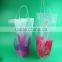 pp material clear flower pot bag handle plastic bag flower vase plastic foldable flower vase