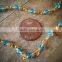 Aqua Glass Bead Chain Faceted 4mm Blue Beads on GOLD plated 1mm Wire Hand Made Necklace Chain Glass Fixed Bead Chain Jewelry