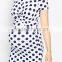 2015 Latest wrap design polka dot chiffon maternity dress for pregnant women